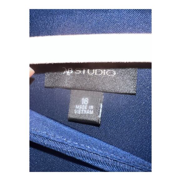 AB Studio Navy Blue Career Wear Short Sleeve Sheath Dress Size 16 Work Office - Picture 3 of 10